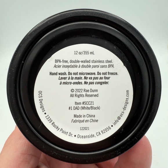 Rae Dunn #1 Dad Black White Stainless Steel Skinny Can Koozie 12oz Tall Slim Can - Picture 4 of 5